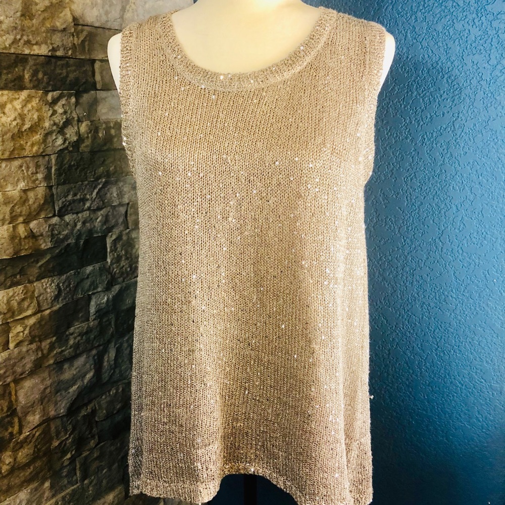 Jacqueline Riu Sequin Sleeveless open back sweater